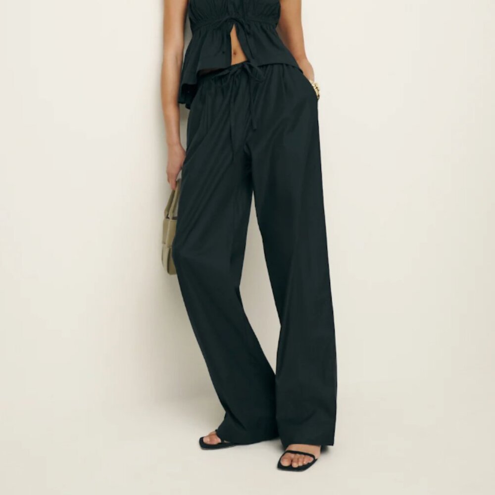 Reformation Micah Poplin Pant Black - Size S